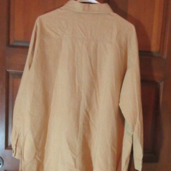 TAN SHIRT BLOUSE "STYLE STUDIO" Linen Cotton 1X - Picture 3 of 3